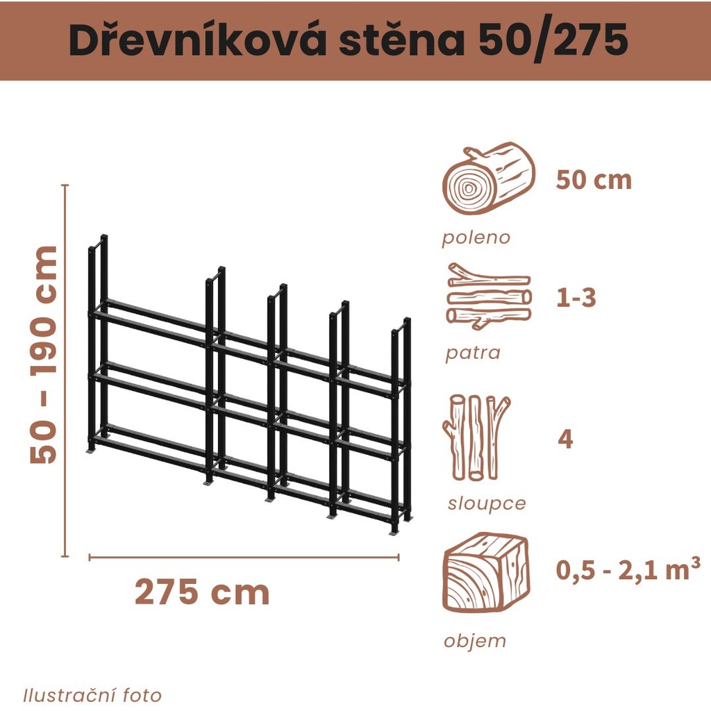 Dřevníková stěna 50/275 cm
