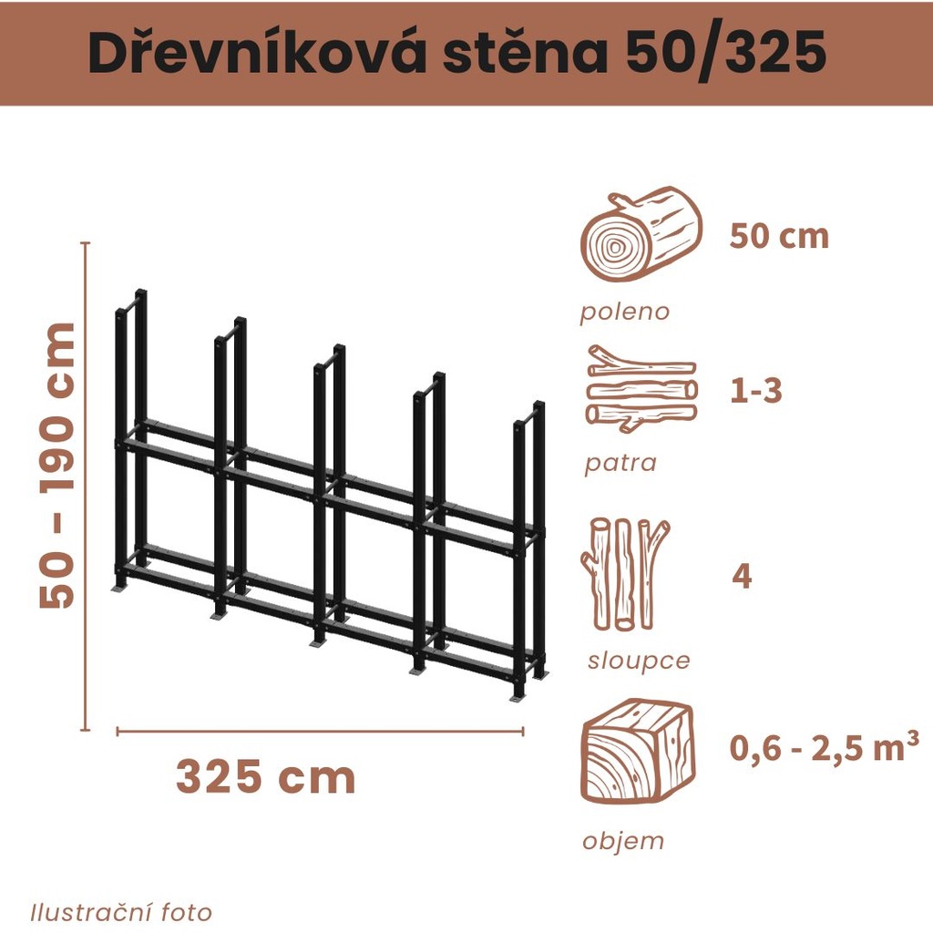 Dřevníková stěna 50/325 cm