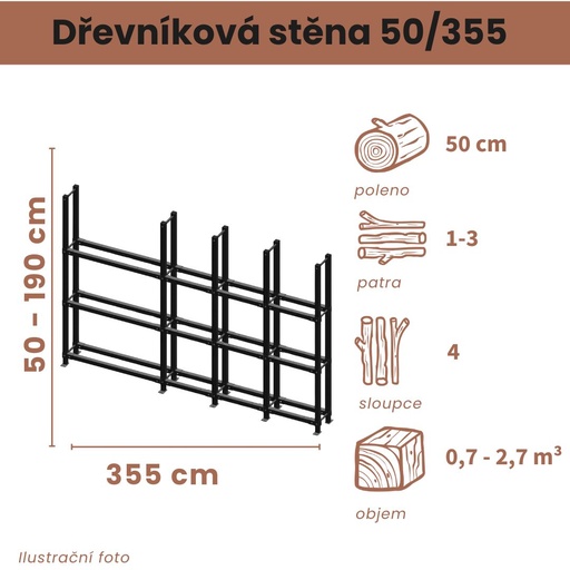 Dřevníková stěna 50/355 cm