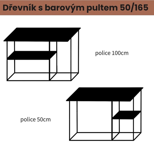 Dřevník s barovým pultem 50/165