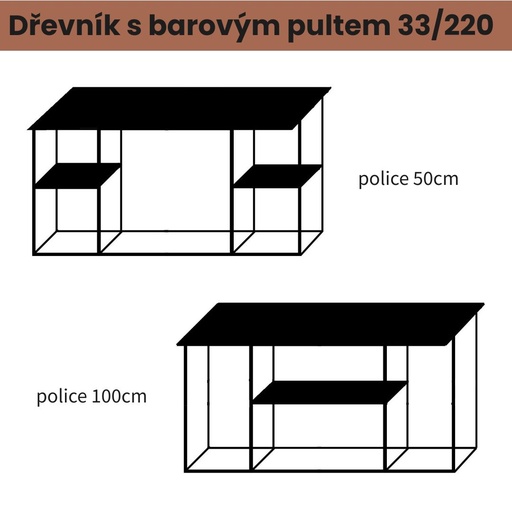 Dřevník s barovým pultem 33/220