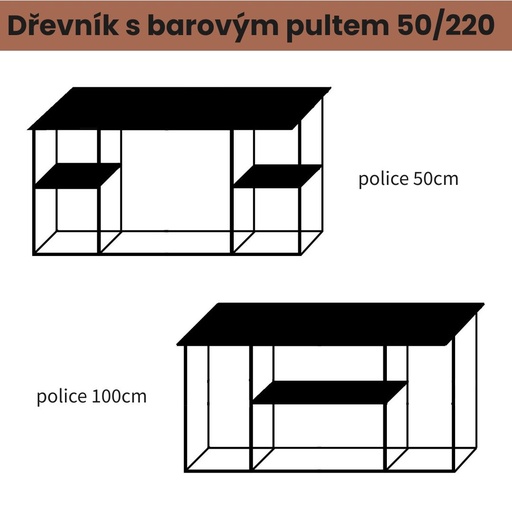 Dřevník s barovým pultem 50/220
