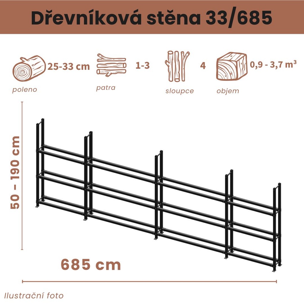 Dřevníková stěna 33/685 cm
