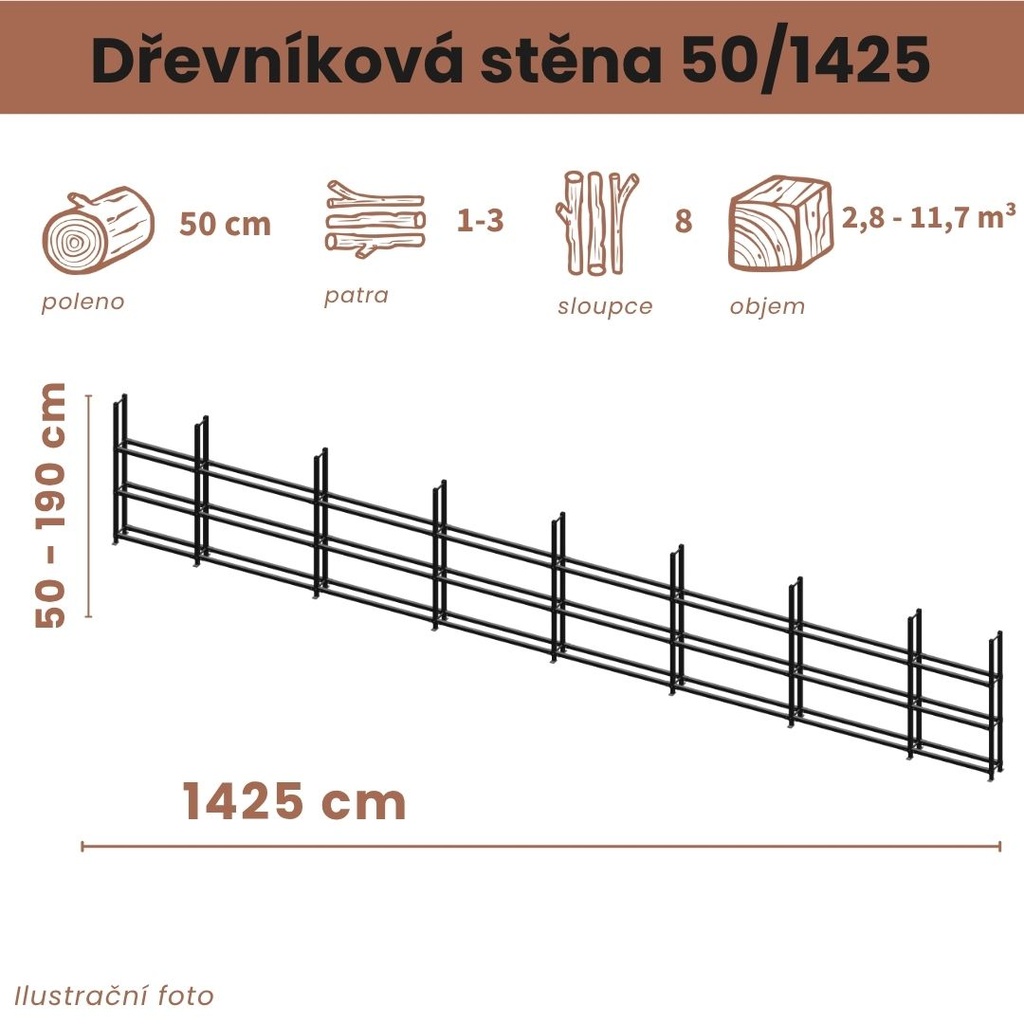 Dřevníková stěna 50/1425 cm