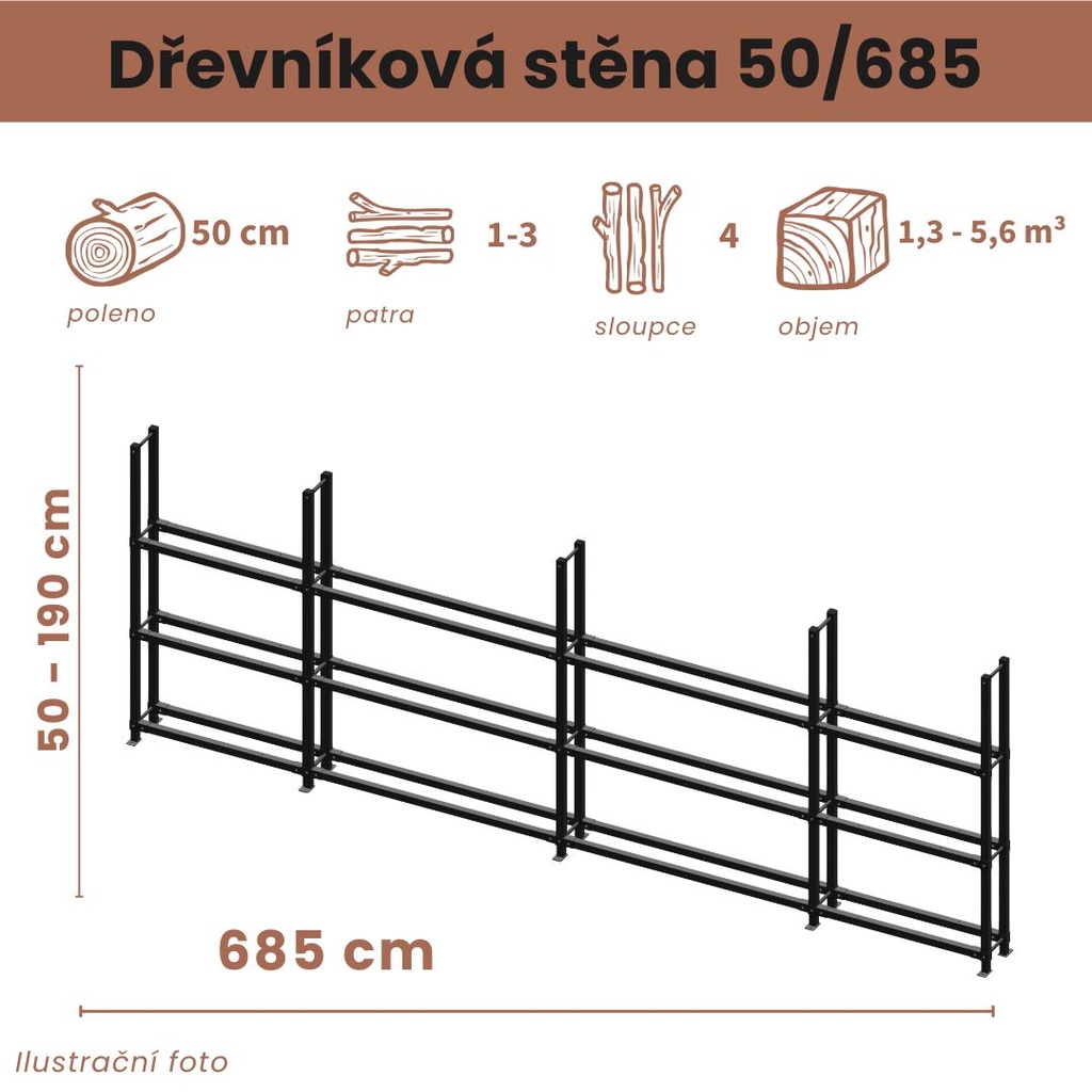 Dřevníková stěna 50/685 cm