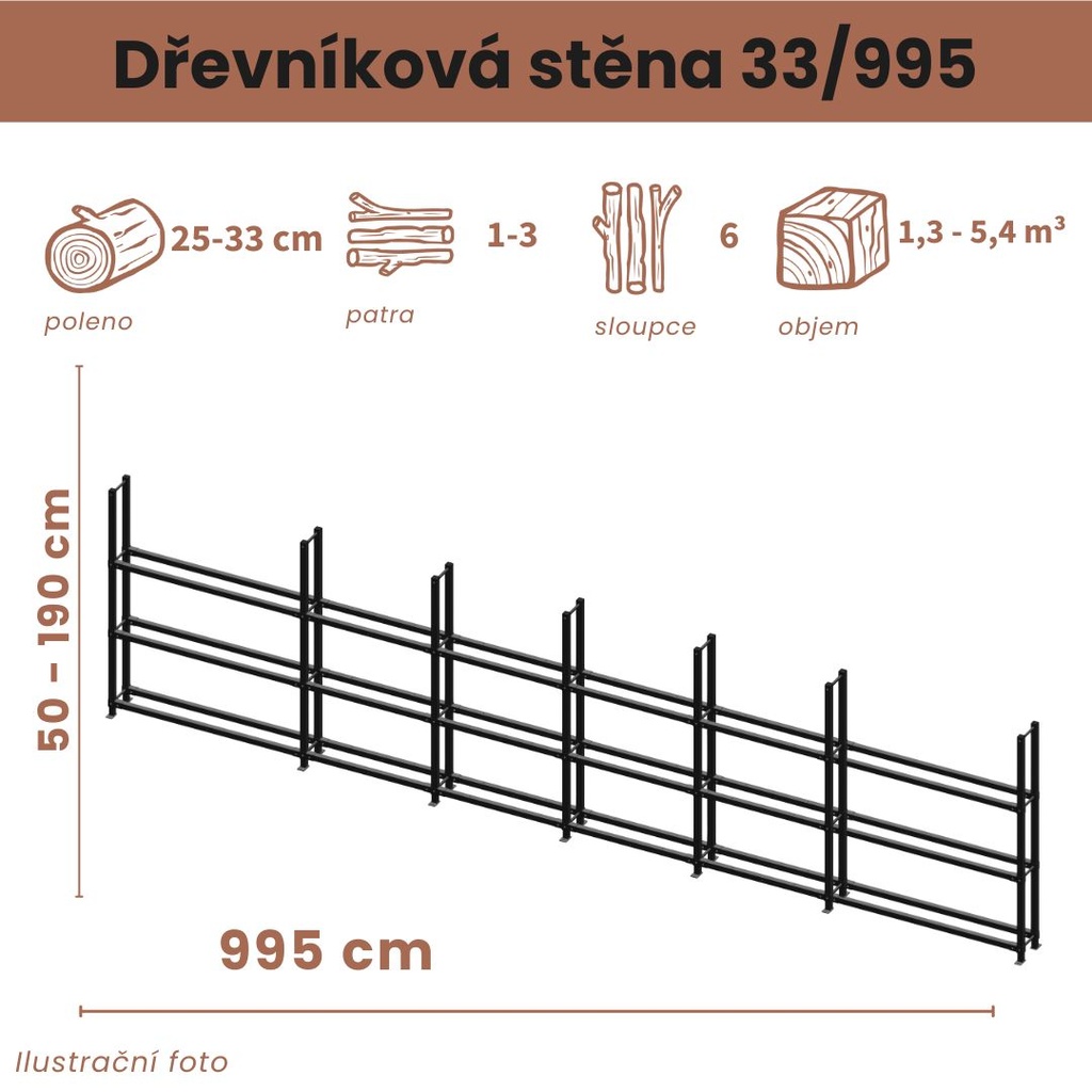 Dřevníková stěna 33/995 cm