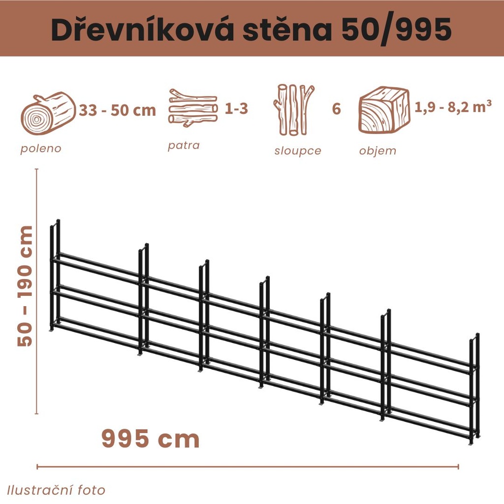 Dřevníková stěna 50/995 cm