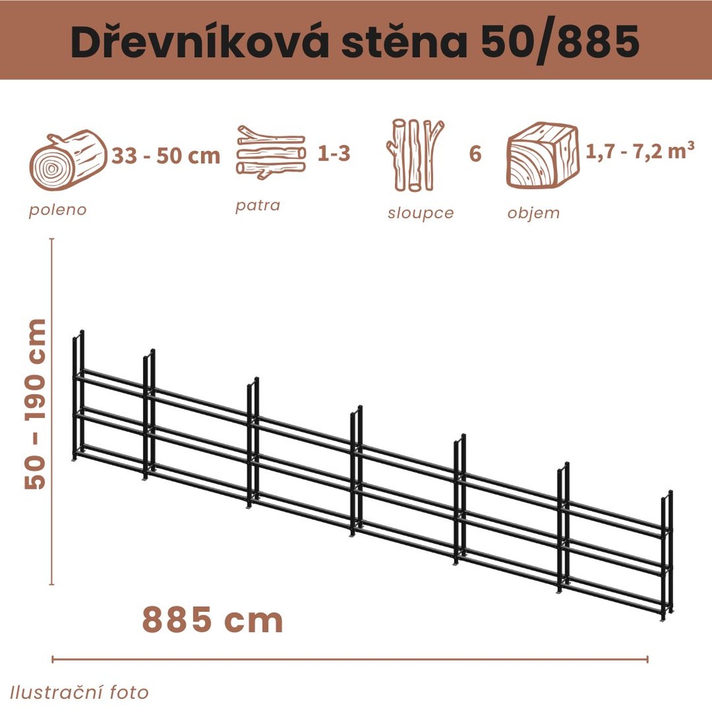 Dřevníková stěna 50/885 cm